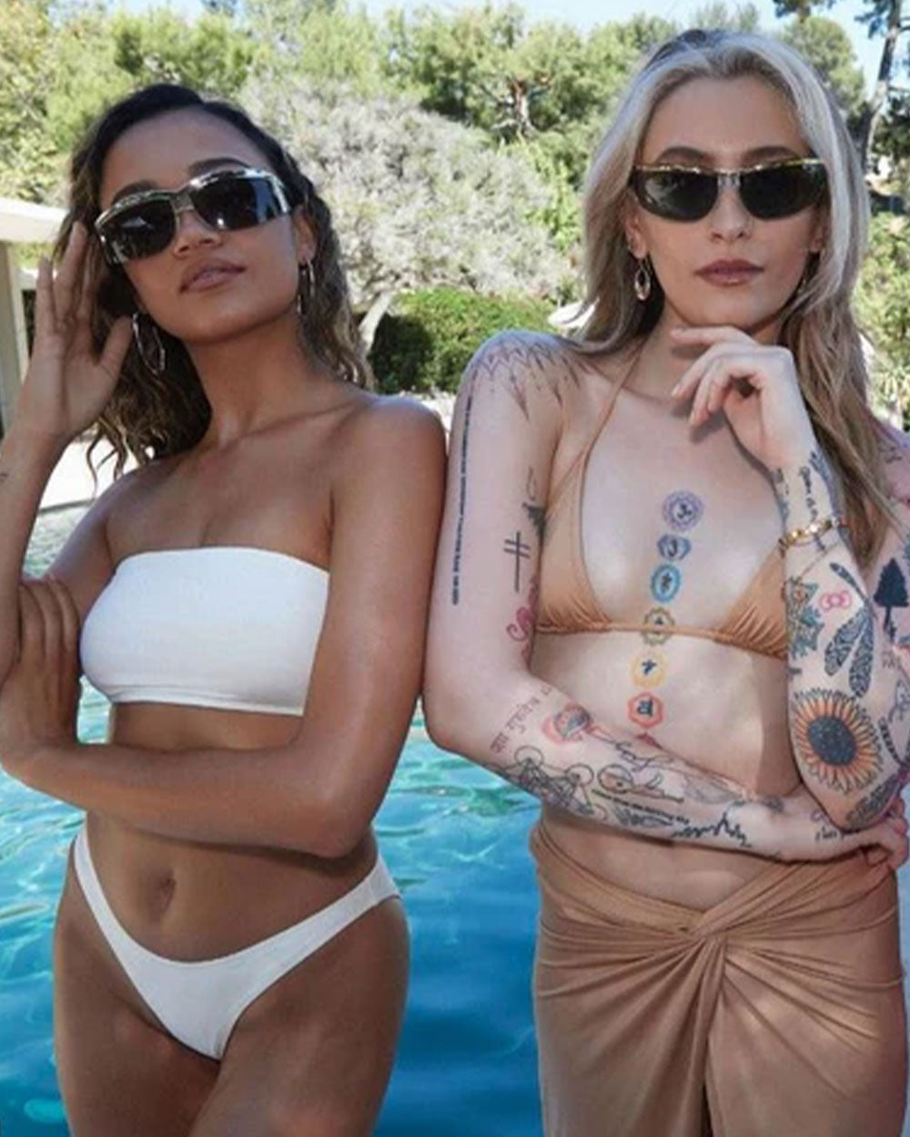 Paris Jackson and Madison Bailey wear Renauld at the Skims Pool Party